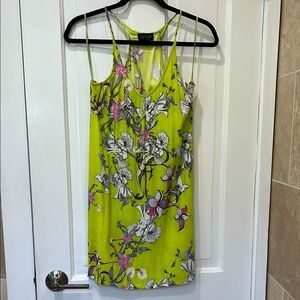 Topshop Lime Floral Strappy Dress